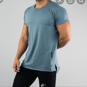Alphalete fishtail steel blue shirt new
